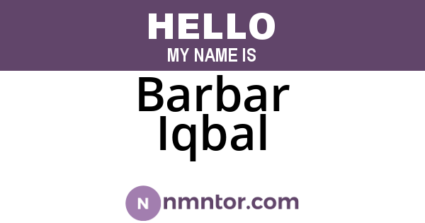 Barbar Iqbal