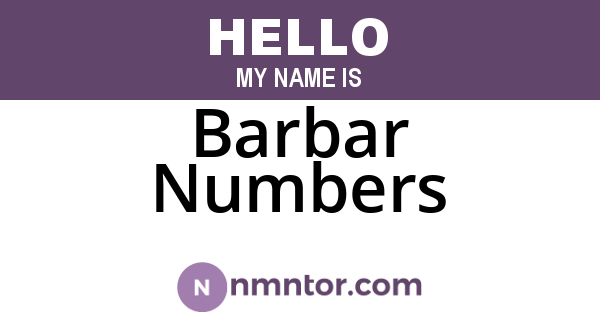 Barbar Numbers