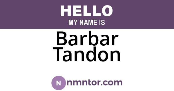 Barbar Tandon