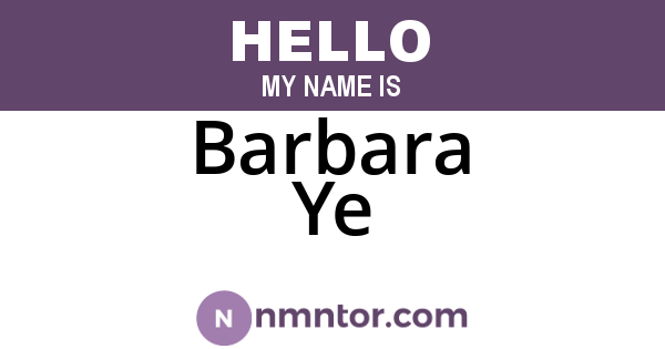 Barbara Ye