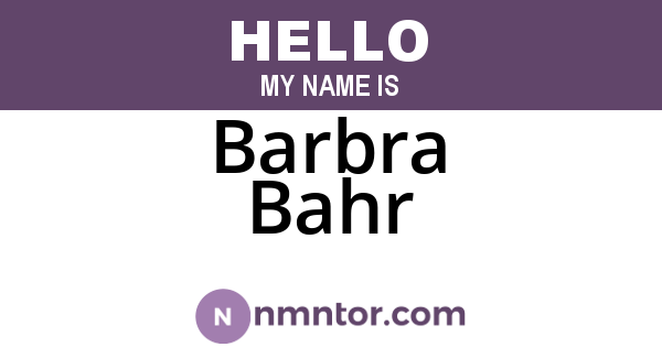 Barbra Bahr