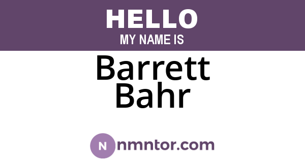 Barrett Bahr