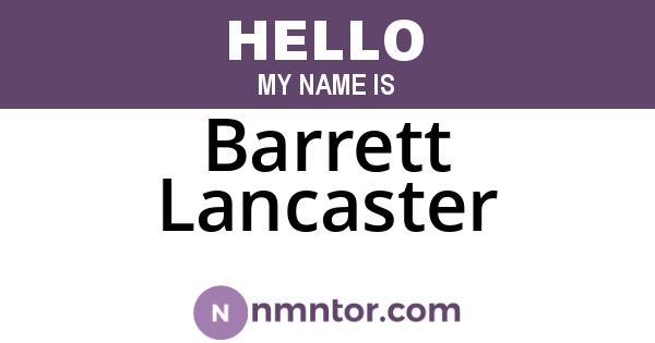Barrett Lancaster
