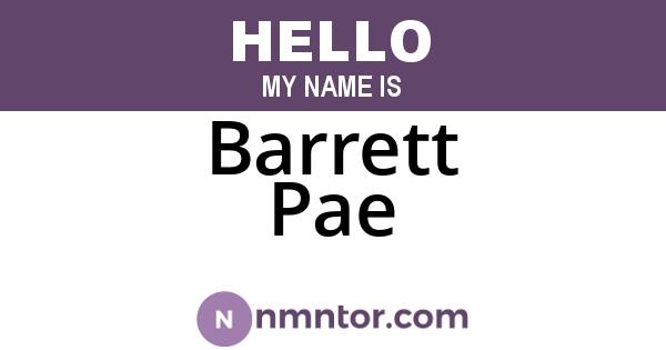 Barrett Pae