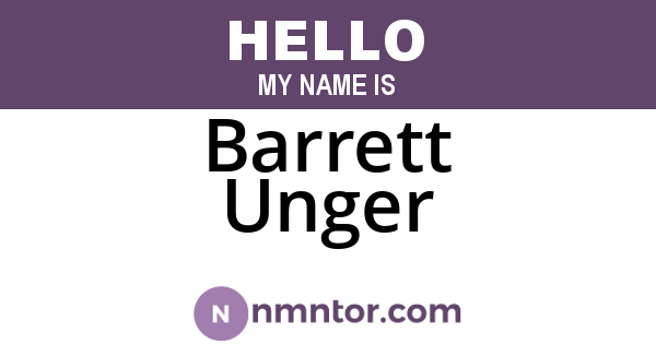 Barrett Unger