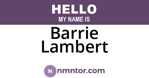 Barrie Lambert