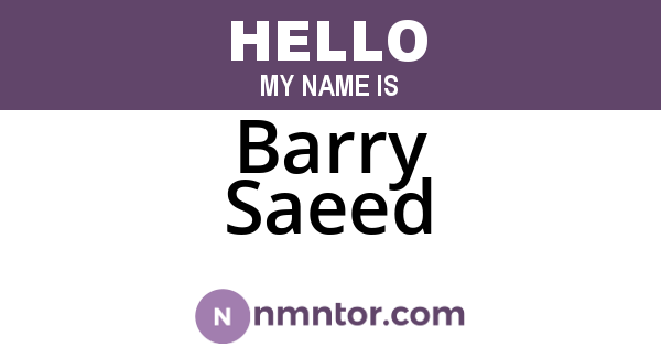 Barry Saeed