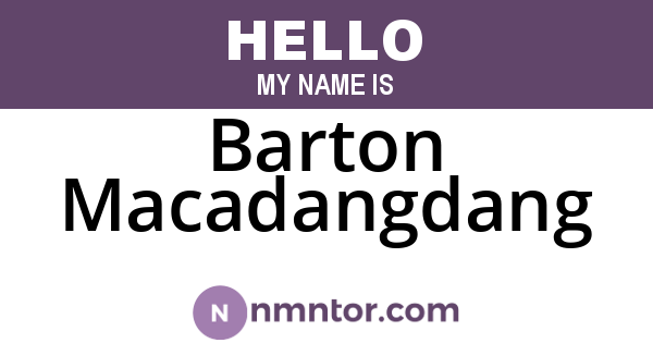 Barton Macadangdang