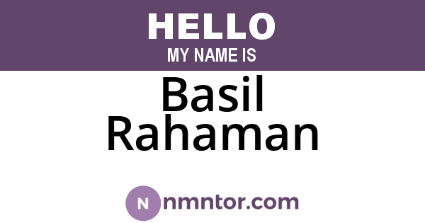 Basil Rahaman
