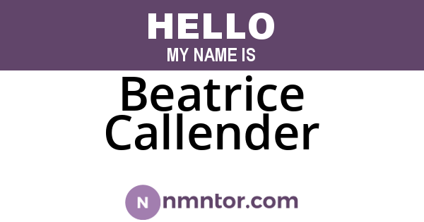 Beatrice Callender