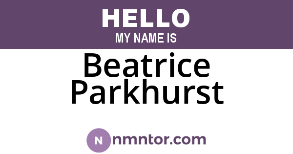 Beatrice Parkhurst