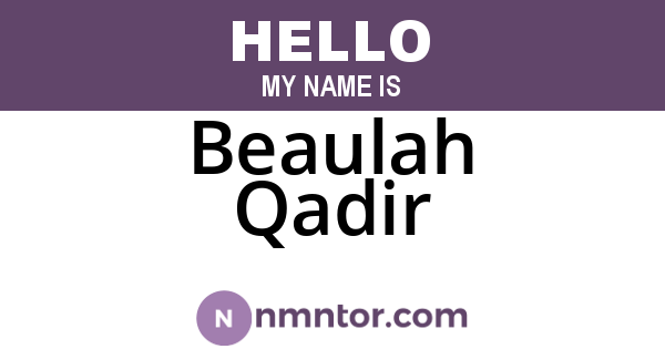 Beaulah Qadir