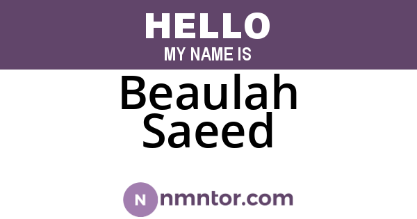 Beaulah Saeed