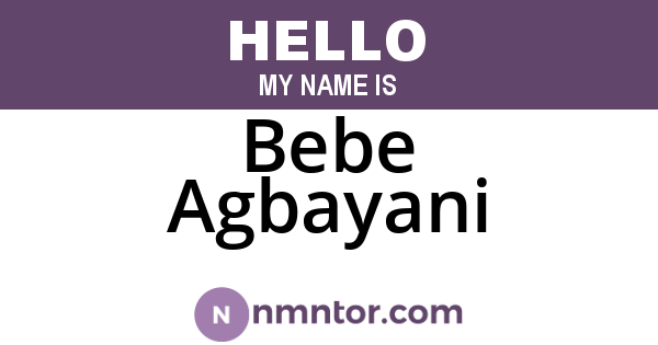 Bebe Agbayani