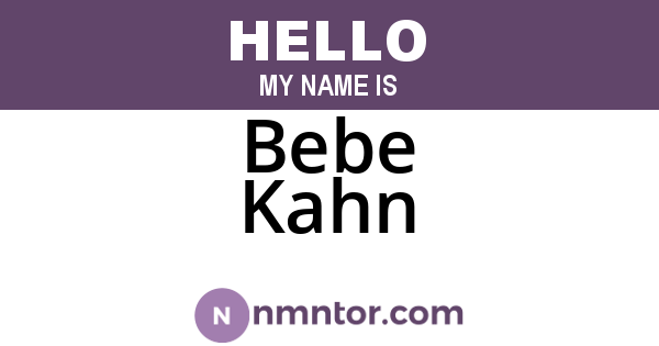 Bebe Kahn