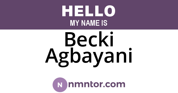 Becki Agbayani