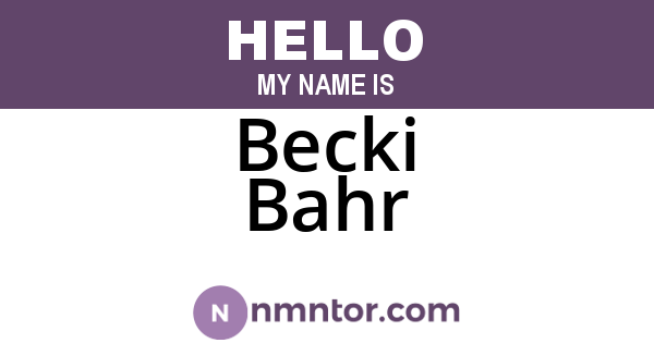 Becki Bahr