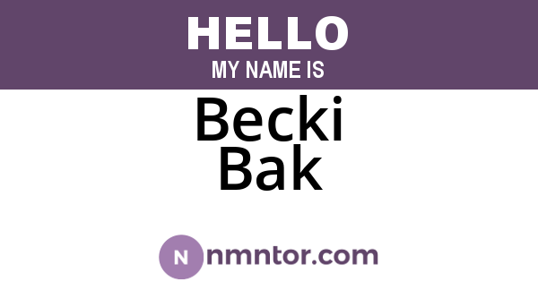 Becki Bak