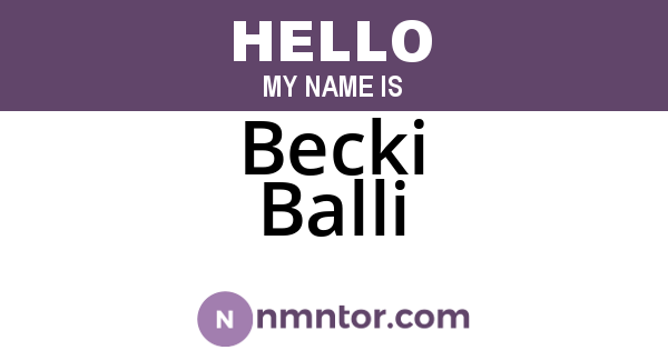 Becki Balli