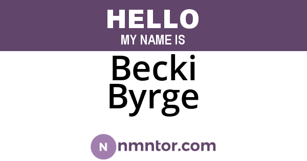 Becki Byrge