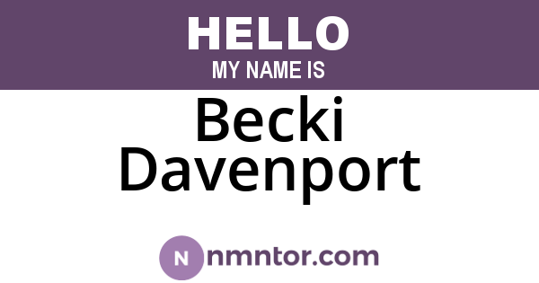 Becki Davenport