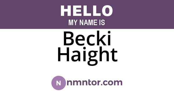 Becki Haight
