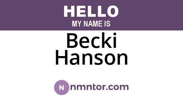Becki Hanson