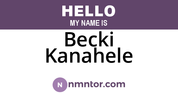 Becki Kanahele