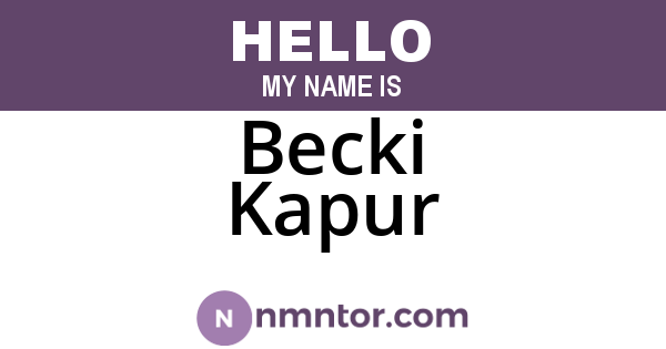 Becki Kapur