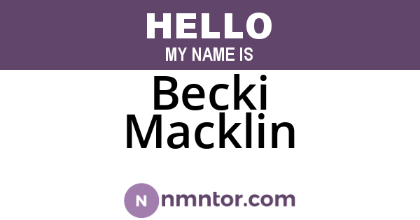 Becki Macklin