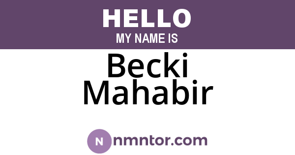 Becki Mahabir