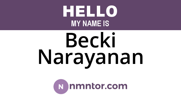 Becki Narayanan