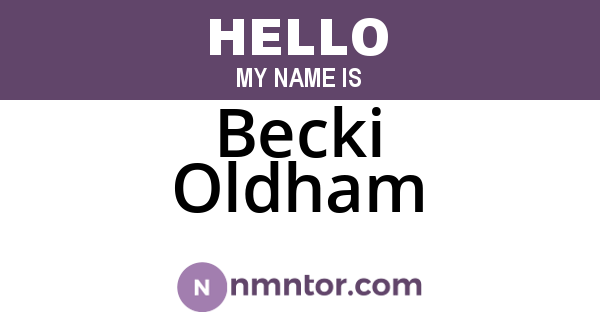 Becki Oldham