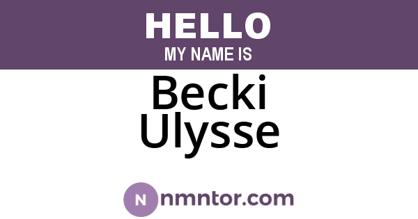 Becki Ulysse