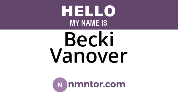 Becki Vanover