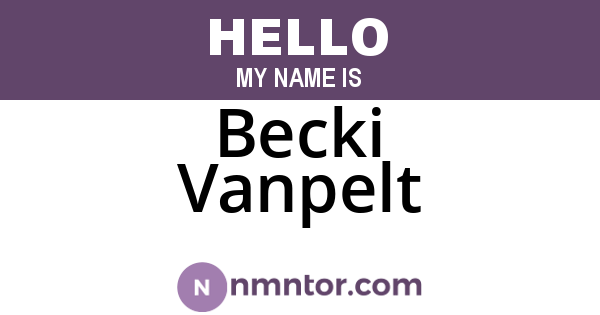 Becki Vanpelt