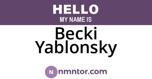 Becki Yablonsky