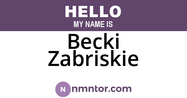 Becki Zabriskie