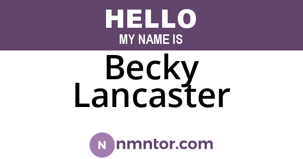 Becky Lancaster