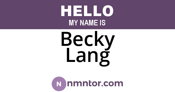 Becky Lang