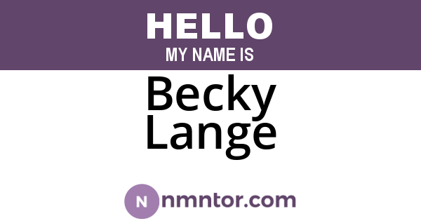 Becky Lange