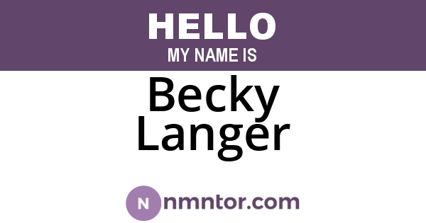 Becky Langer