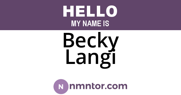 Becky Langi