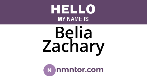 Belia Zachary