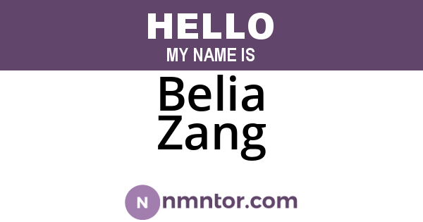 Belia Zang
