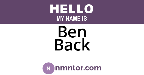 Ben Back