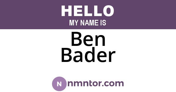 Ben Bader