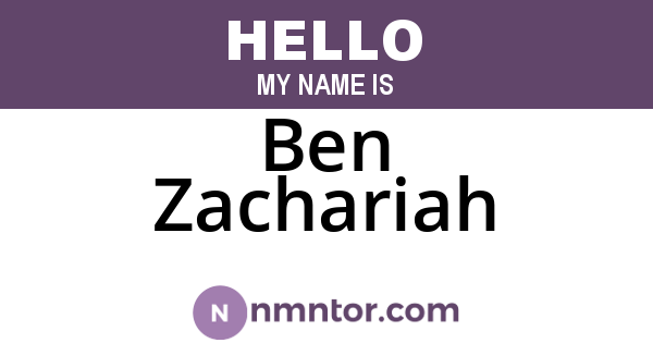 Ben Zachariah
