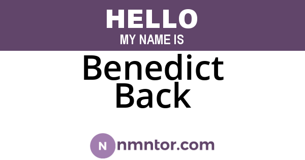 Benedict Back