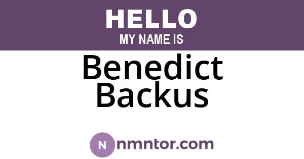 Benedict Backus